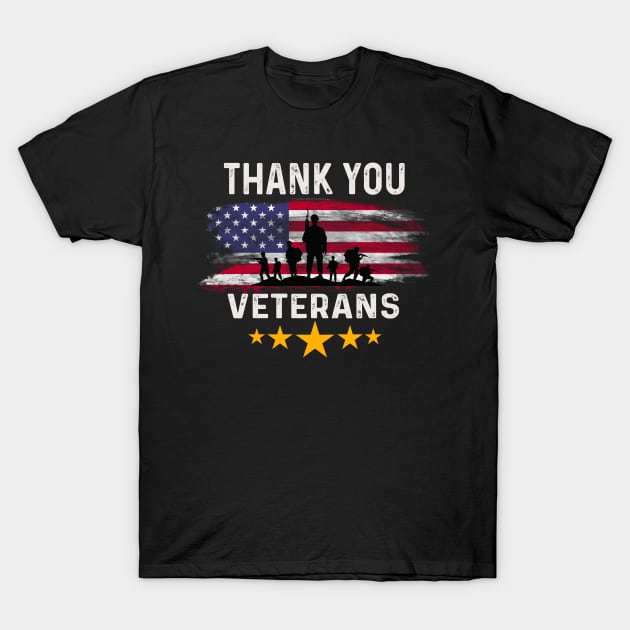 Thank You! Veterans Day & Memorial Day Partiotic Military T-Shirt by Peter smith